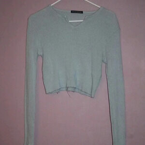 Brandy Melville Long Sleeve Ribbed V-Neck Shirt